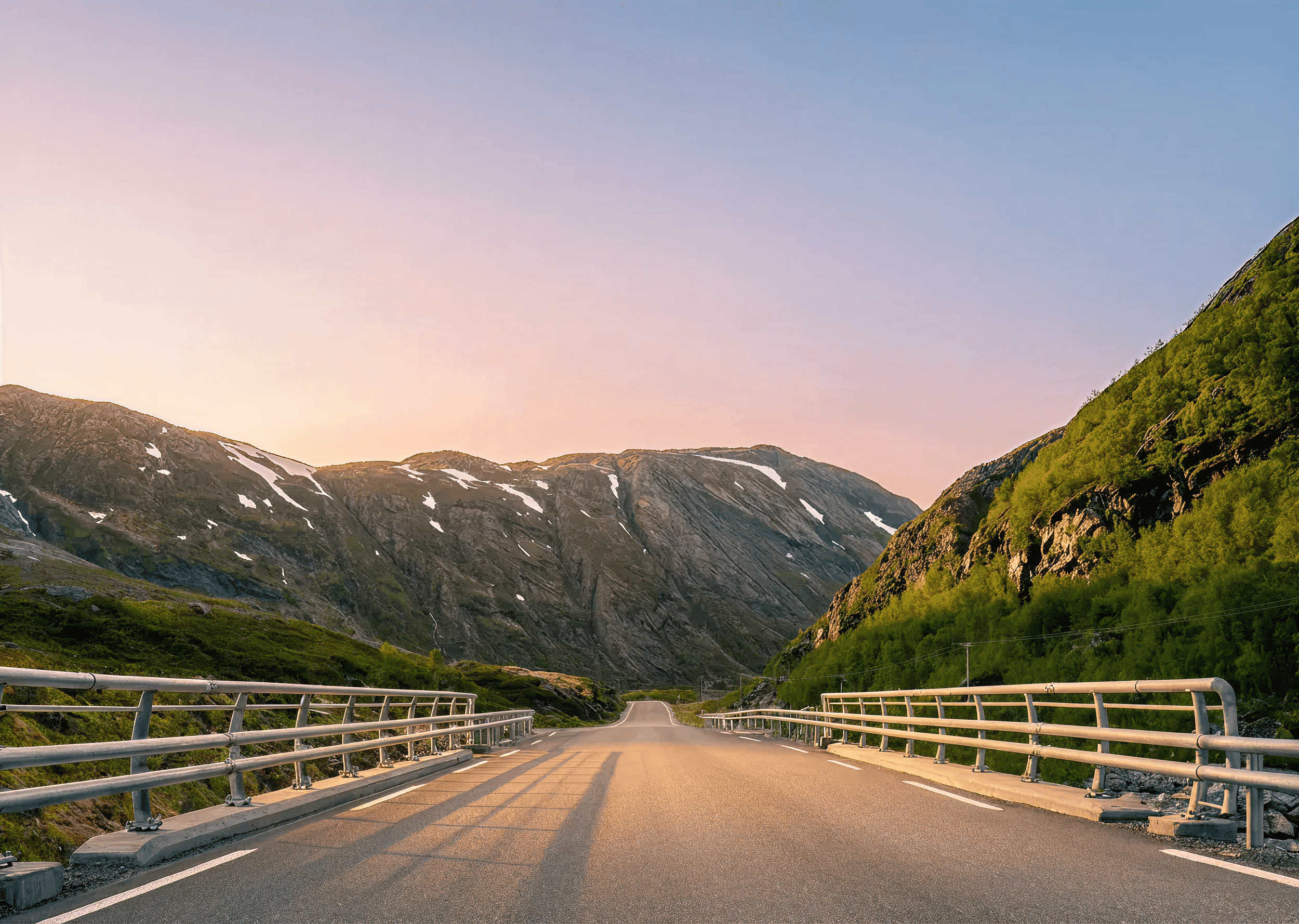 Mountain road with railings